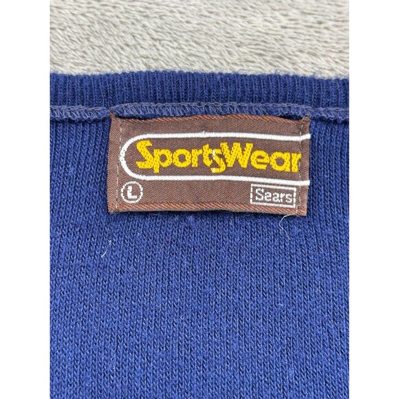 Vintage Sears Sportswear Navy Blue V-Neck Sweater Vest Large - Picture 2 of 6